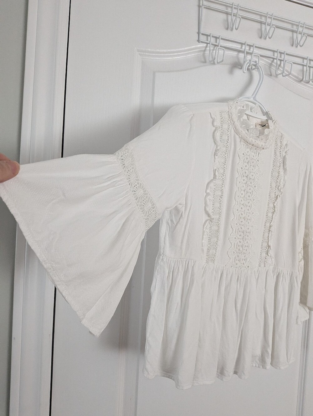 River Island Viscose embroidered Bohemian Blouse white Small - Picture 6 of 8